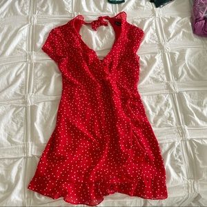 Bardot polka dot mini dress
